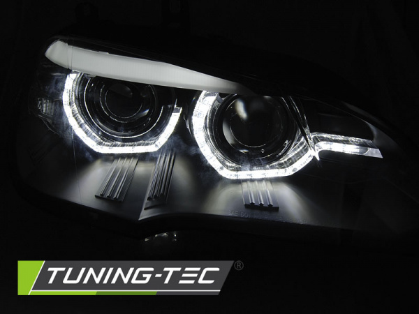 Xenon LED Tagfahrlicht Angel Eyes Scheinwerfer für BMW X5 E70 07-10 schwarz